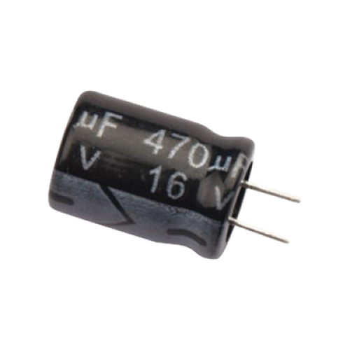 Capacitor Electrolítico de Aluminio, Radial de 470 µFd, 16 Vcc, 105 °C, 8.0 x 11 mm.