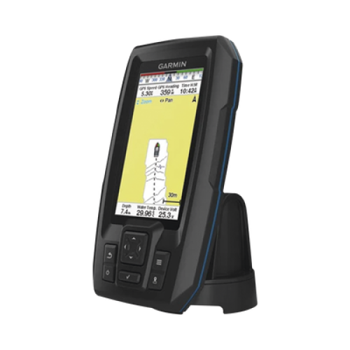 Fishfinder STRIKER™ Plus 4 con GPS Integrado / Pantalla QSVGA 272 x 480 píxeles / Frecuencias 50-200 kHz / Potencia 200 W RMS / Tecnología de Ganancia Automática / Sensor de Temperatura / Resistencia al Agua IPX7