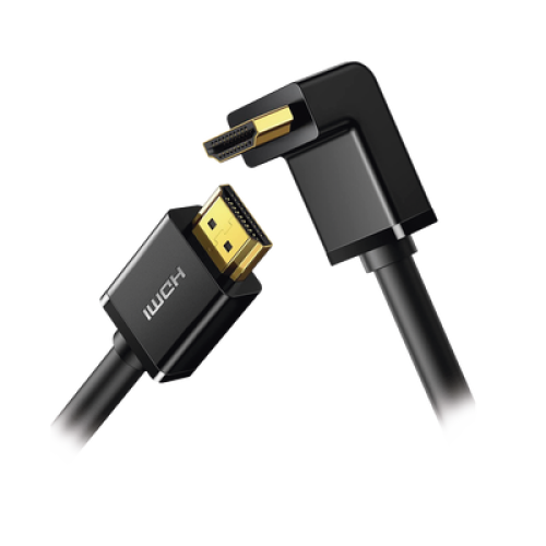 Cable HDMI 2.0 en Ángulo de 90° / 3 Metros (9.84 Pies) / 4K@60Hz / HDR / 3D / HEC (Canal Ethernet HDMI) / ARC (Canal de Retorno de Audio) / CEC / 32 Canales de Audio / HDCP 2.2 / Dolby Atmos / 18 Gbps / Blindaje Múltiple