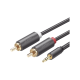 Cable Adaptador de 3.5mm Macho a 2 RCA Macho / 5 Metros (16.40 Pies) / Color Gris / Blindaje Múltiple / ABS / Alta Calidad