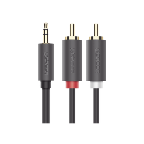 Cable Adaptador de 3.5mm Macho a 2 RCA Macho / 5 Metros (16.40 Pies) / Color Gris / Blindaje Múltiple / ABS / Alta Calidad