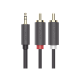Cable Adaptador de 3.5mm Macho a 2 RCA Macho / 5 Metros (16.40 Pies) / Color Gris / Blindaje Múltiple / ABS / Alta Calidad