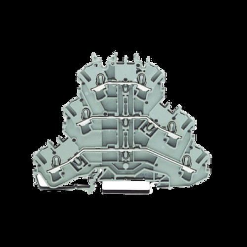 Borna de Paso Triple / 3 Niveles L/L/L / 6 Puntos Conexión / Push-in CAGE CLAMP® / 2.5 mm² / 24 A / 500 V / Aplicaciones Ex e II / Carril DIN 35x15 y 35x7.5