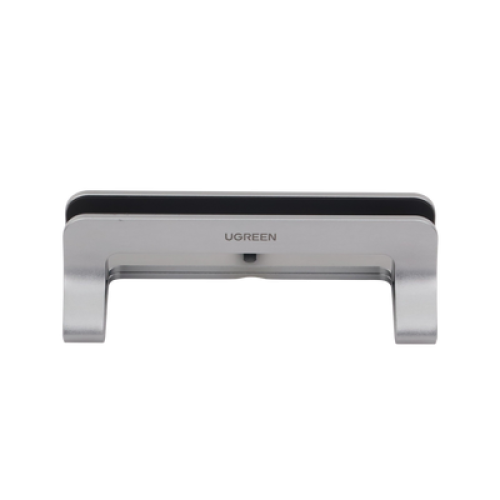 Soporte Vertical para Laptop / Adecuado para escritorio / Anchura Ajustable (12-26mm) / Amplia compatibilidad / Anti-Arañazos / Anti-Deslizante /Ajustable Mediante Tornillos / Color Plata / Aluminio + Silicona
