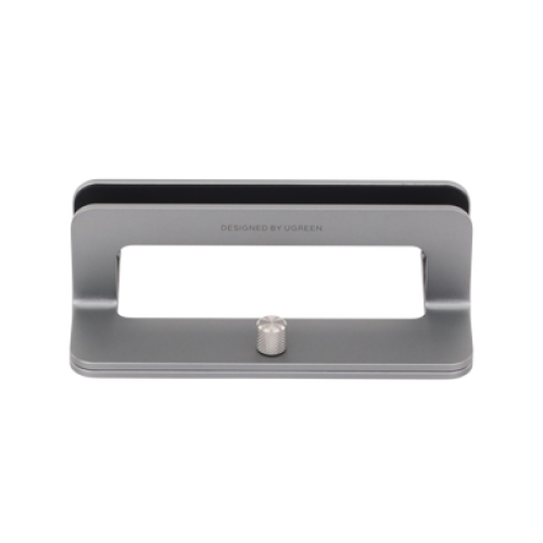 Soporte Vertical para Laptop / Adecuado para escritorio / Anchura Ajustable (12-26mm) / Amplia compatibilidad / Anti-Arañazos / Anti-Deslizante /Ajustable Mediante Tornillos / Color Plata / Aluminio + Silicona