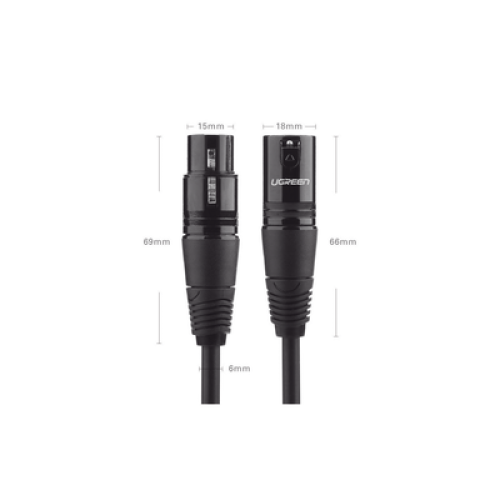 Cable para Micrófono XLR Tipo Canon Macho a Hembra / 10 Metros / Plug & Play / Antiinterferencias / Triple Blindaje / Alta Calidad / Color Negro