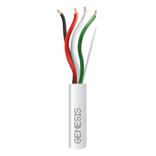 Bobina de 152 Metros (500 Pies) / Cable de Cobre / 4 x 18 AWG / Riser / Color Blanco / Para Aplicaciones de Alarmas de Intrusión/Control de Acceso/ Automatización / Interfonos y Tv Porteros