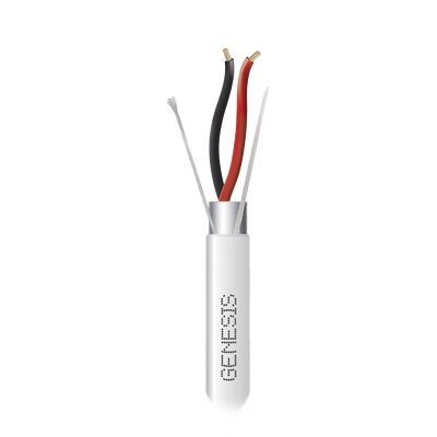 Bobina de 305 Metros (1000 Pies) de Cable 2 x 22 AWG BLINDADO / RISER / Color Blanco / Para Aplicaciones de Audio, Seguridad y Control