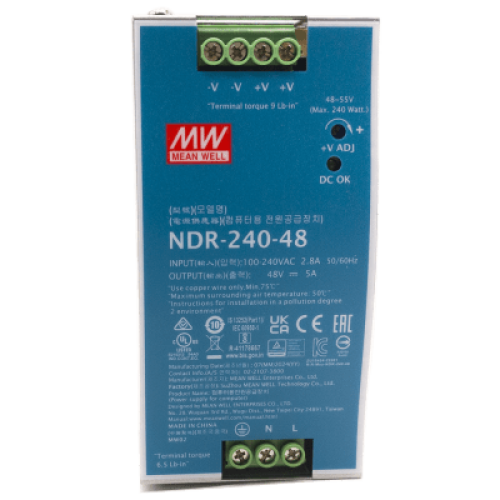 Fuente de Poder Industrial / 240 Watts / Salida 48 VCD / 5 Amp / Montaje Riel Din