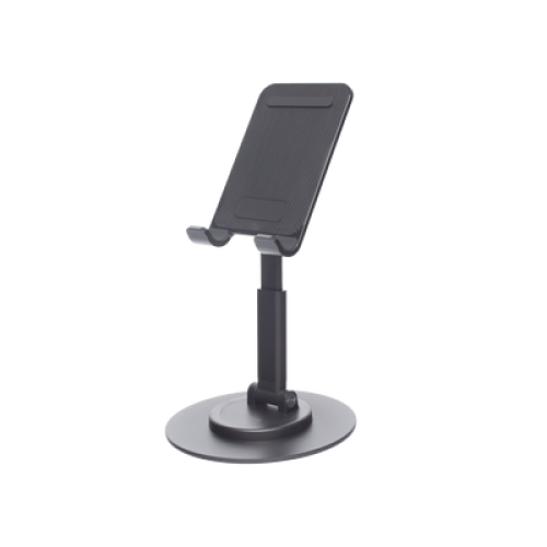 Soporte para Teléfono Celular Giratorio | 360° de Rotación | Angulo Ajustable | Altura Ajustable 17-20cm  | Antideslizante | Ejes Giratorios de Alta Precisión| Plegable | Aluminio | Color Gris
