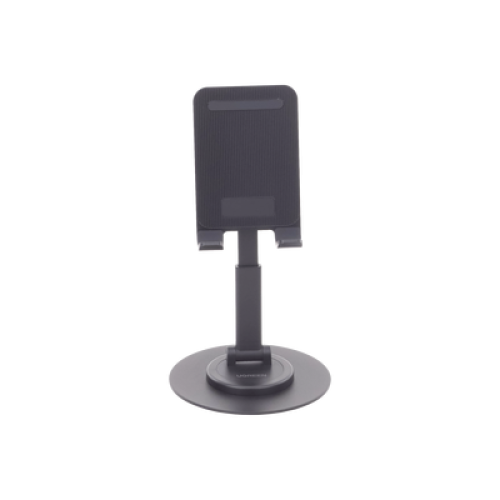 Soporte para Teléfono Celular Giratorio | 360° de Rotación | Angulo Ajustable | Altura Ajustable 17-20cm  | Antideslizante | Ejes Giratorios de Alta Precisión| Plegable | Aluminio | Color Gris