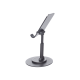 Soporte para Teléfono Celular Giratorio | 360° de Rotación | Angulo Ajustable | Altura Ajustable 17-20cm  | Antideslizante | Ejes Giratorios de Alta Precisión| Plegable | Aluminio | Color Gris
