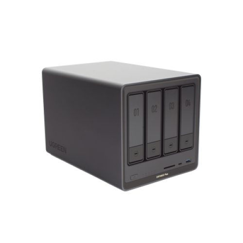 NAS UGREEN NASync DXP4800 Plus / Procesador Intel Pentium Gold 8505 5 Núcleos / 4 Bahías SATA + 2 M.2 NVMe PCIe 4.0 / 8GB DDR5 Expandible a 64GB / 10GbE + 2.5GbE / USB 3.2 Gen 2 Tipo C / HDMI 4K / Sistema Almacenamiento Conectado Red