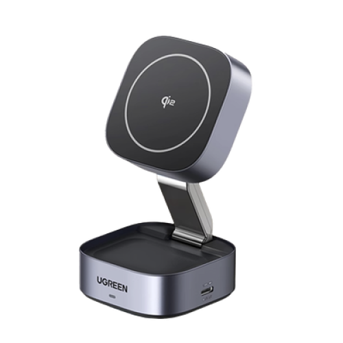 Cargador Inalámbrico 2 en 1 25W / Tecnología Magnética Qi 2 / 15W para Teléfono + 5W para Auriculares / Puerto USB-C 5W / Protecciones Múltiples / Cable USB-C Incluido