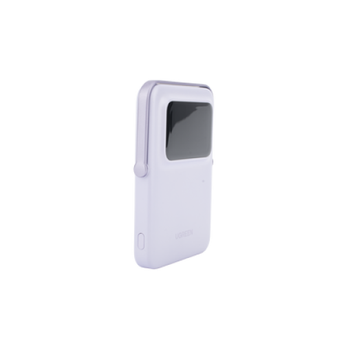 Power Bank Inalambrico | 5000mAh | 7.5W  |  Con Emojis de Estado | Carga Rápida USB-C Bidireccional  | Pantalla TFT  Inteligente | 13 niveles de Proteccion | Con Holder | Color Purple.
