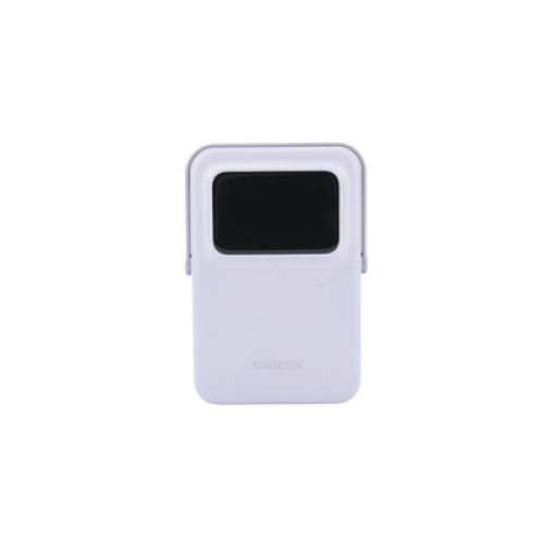 Power Bank Inalambrico | 5000mAh | 7.5W  |  Con Emojis de Estado | Carga Rápida USB-C Bidireccional  | Pantalla TFT  Inteligente | 13 niveles de Proteccion | Con Holder | Color Purple.
