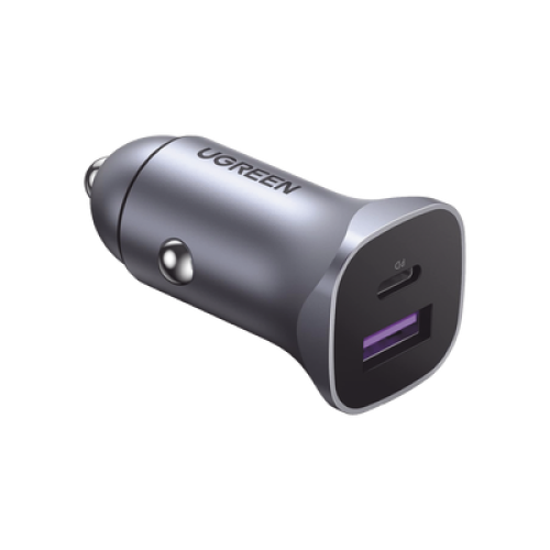 Cargador de Auto 30W | 2 Puertos USB-A y USB-C | Carga Rápida | Compatible con Vehículos de 12 y 24 VCD | PD3.0, QC4.0, SCP, PPS | Indicador Led | Diseño Compacto | Chip Inteligente | Caja de Aluminio
