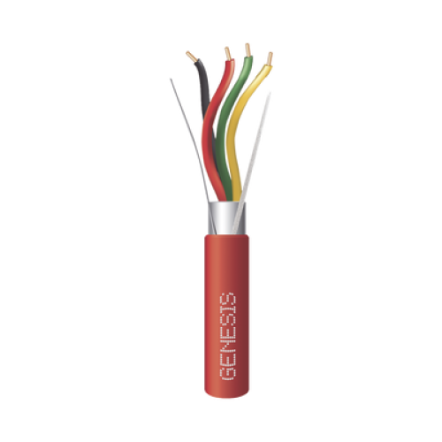 Bobina de 152 Metros (500 Pies) de Alambre / 4 x 18 AWG / Riser / Blindado / Tipo FPLR / Color Rojo / Para Aplicaciones en Sistemas de Detección de Incendio y Sistemas de Evacuación