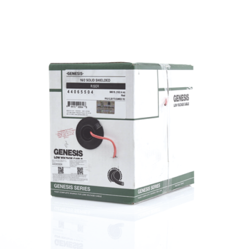 Bobina de 152 Metros (500 Pies) de Alambre / 2 x 16 AWG / Riser / Blindado / Tipo FPLR / Color Rojo / Para Aplicaciones en Sistemas de Detección de Incendio y Sistemas de Evacuación