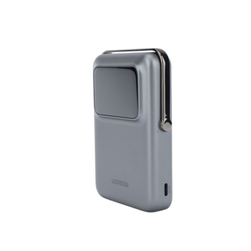 Power Bank Serie UNO Inalambrico | 10000mAh | 7.5W/20W  |  Con Emojis de Estado | Carga Rápida USB-C Bidireccional  | Pantalla TFT  Inteligente | Con Holder | Color Grey.