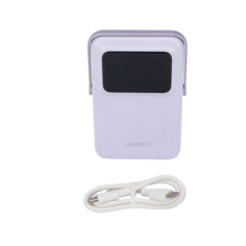 Power Bank Serie UNO Inalambrico | 10000mAh | 7.5W/20W  |  Con Emojis de Estado | Carga Rápida USB-C Bidireccional  | Pantalla TFT  Inteligente | Con Holder | Color Purple.