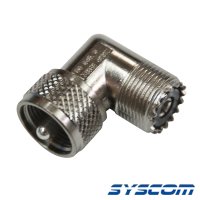 Conector Amphenol UHF Macho-Hembra en ángulo Recto. Conector Amphenol UHF Macho-Hembra en ángulo Recto.