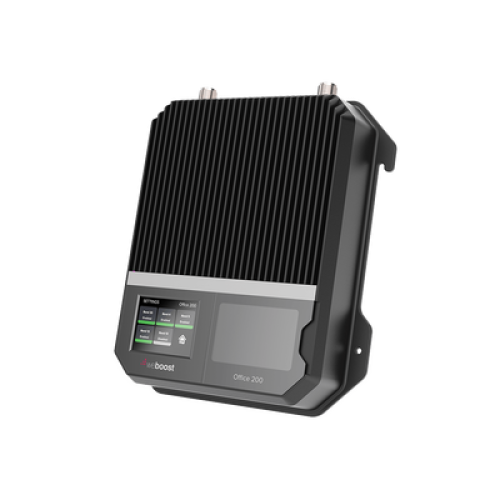 Amplificador Office 200 para 4G, 3G, 2G y llamada VoLTE y convencional. Especial para personalizarlo con antenas, cables y accesorios de acuerdo al requerimiento de la instalación. Puede cubrir áreas de hasta 1600 Metros Cuadrados