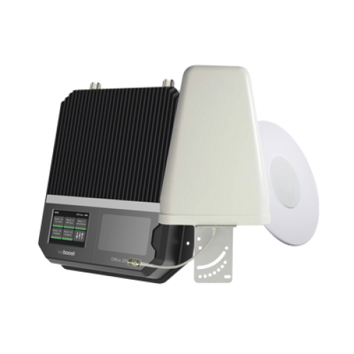KIT Amplificador de señal celular 4G LTE, 3G y VOZ con antena direccional. Especial para cubrir áreas de hasta 1600 Metros Cuadrados por ser de grado comercial e industrial. Soporta múltiples operadores, tecnologías y usuarios.