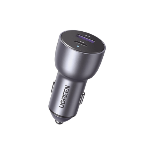 Cargador de Auto 52.5W | Puerto USB-A y USB-C | Carga Rápida | Compatible con Vehículos de 12 y 24 VCD | PD3.0 + QC3.0 | Chip Inteligente | Diseño Compacto Mayor Eficiencia Energética | Caja de Aluminio