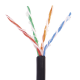 Bobina de 305 Metros (1000 Pies) Cat5e con Gel para Exterior, Color Negro, para Aplicaciones en Sistemas de Redes de Datos y Cableado Estructurado. Uso Intemperie.