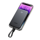 Power Bank 10000mAh con Cable Integrado 20W / Puerto USB-C PD3.0 PPS / Puerto USB-A SCP 22.5W / Batería Polímero Litio / Protecciones Múltiples / Indicador Digital / Material V-0