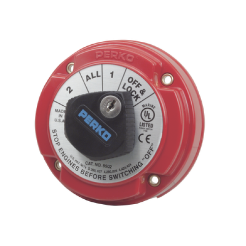 Switch Selector de Batería de Servicio Mediano con Bloqueo por Medio de Llave, para Sistemas Eléctricos Marinos Switch Selector de Batería de Servicio Mediano con Bloqueo por Medio de Llave, para Sistemas Eléctricos Marinos