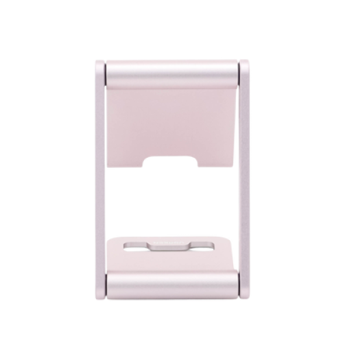 Soporte para Teléfono Celular de Aluminio / Angulo Ajustable / Amplia Compatibilidad con dispositivos de 4.7'' a 7.9'' / Antideslizante / Antiarañazos / Plegable / Color Rosa