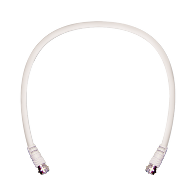 Jumper Coaxial con Cable Tipo RG-6 en Color Blanco de 60.96 Centímetros (24 Pulgadas) de Longitud y Conectores F Macho en Ambos Extremos. 75 Ohm de Impedancia.