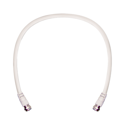 Jumper Coaxial con Cable Tipo RG-6 en Color Blanco de 60.96 Centímetros (24 Pulgadas) de Longitud y Conectores F Macho en Ambos Extremos. 75 Ohm de Impedancia.