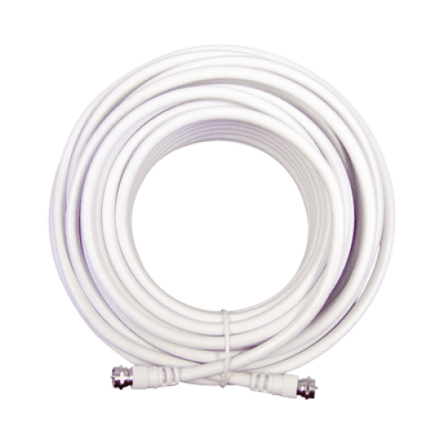 Jumper Coaxial con Cable Tipo RG-6 en Color Blanco de 6.09 Metros (20 Pies) de Longitud y Conectores F Macho en Ambos Extremos. 75 Ohm de Impedancia.