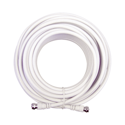 Jumper Coaxial con Cable Tipo RG-6 en Color Blanco de 15.24 Metros (50 Pies) de Longitud y Conectores F Macho en Ambos Extremos. 75 Ohm de Impedancia.