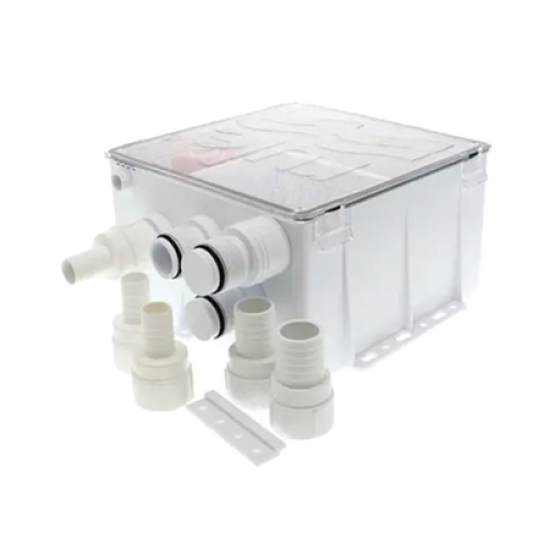 Sistema de desagüe para duchas con bomba de achique de 800 galones por hora a 24 Volts de corriente directa e interruptor de flotación Sistema de desagüe para duchas con bomba de achique de 800 galones por hora a 24 Volts de corriente directa e interruptor de flotación