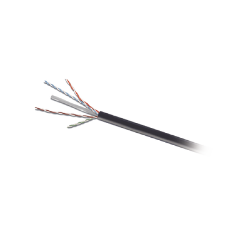 Bobina de Cable UTP de 4 Pares, Para Exterior con Gel, Cat6 (23 AWG), Industrial para Climas Extremos, Enterrado Directo, Color Negro, 305 Metros (1000 Pies)