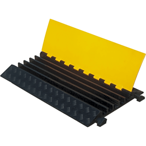 Protector de Cable de 5 Canales / Base de Goma y Tapa de Plástico / Capacidad 4.6 Toneladas / Canal 38x35MM / Longitud 90 cm / Amarillo y Negro