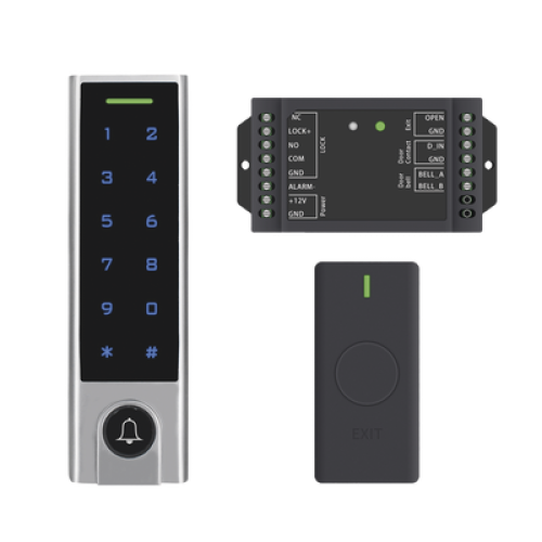 Mini Controlador de Acceso con Teclado Inalámbrico / Cuenta con Botón de Salida Inalámbrico / Soporta Tarjeta y Contraseña / Cuenta con Botón de Timbre