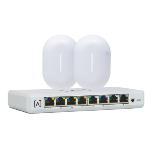 Kit de lanzamiento Alta Labs: Incluye: 1 Switch PoE S8-POE / 2 Puntos de Acceso WiFi 6 AP6 Bloqueo de Contenido / Administración en la Nube/App Gratuita / Compatible con la Plataforma Purple Kit de lanzamiento Alta Labs: Incluye: 1 Switch PoE S8-POE / 2 Puntos de Acceso WiFi 6 AP6 Bloqueo de Contenido / Administración en la Nube/App Gratuita / Compatible con la Plataforma Purple