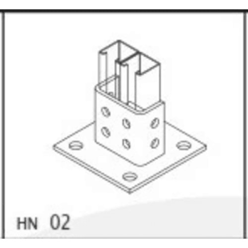 Base Cuadrada con 4 perforaciones para Perfil Doble. Base Cuadrada con 4 perforaciones para Perfil Doble.