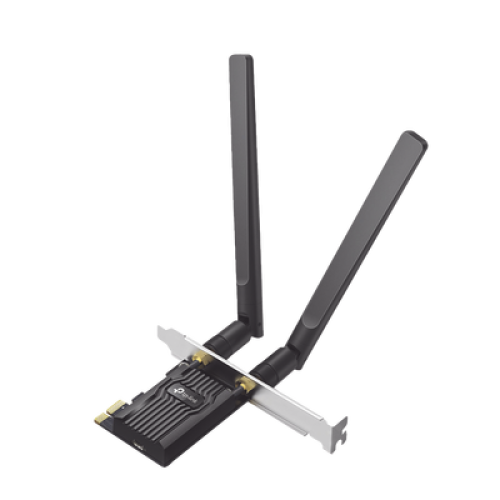 Adaptador  PCIe inalámbrico doble banda AX1800 Mbps / Seguridad Inalámbrica WPA3 /Antena de alta ganancia / Tecnología MU-MUMO 2X2 / Soporte de perfil bajo y Altura completa / Bluetooth 5.2