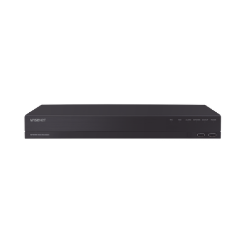 NVR 16 canales grabacion hasta 8MP / H.265 / P2P Wisenet / 16 puertos PoE Plug and Play / 80 Mbps para grabacion.