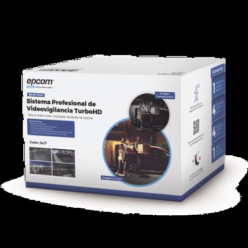 Kit TurboHD 1080p / DVR 4 Canales / 4 Cámaras Bala ColorVu con Microfono Integrado / Fuente de Poder / Accesorios de Instalación