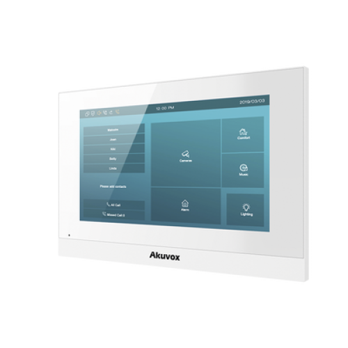 Monitor Color Blanco Linux / Pantalla Touch de 7 Pulgadas / SIP / POE / WIFI / Compatible con Frentes de Calle Akuvox