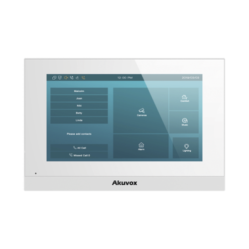 Monitor Color Blanco Linux / Pantalla Touch de 7 Pulgadas / SIP / POE / WIFI / Compatible con Frentes de Calle Akuvox