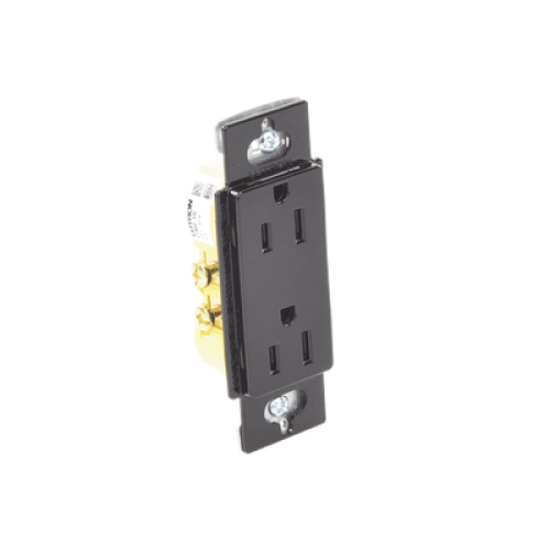 Tomacorriente, receptaculo convencional 120V, 15A, color negro.