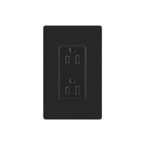 Tomacorriente, receptaculo convencional 120V, 15A, color negro.